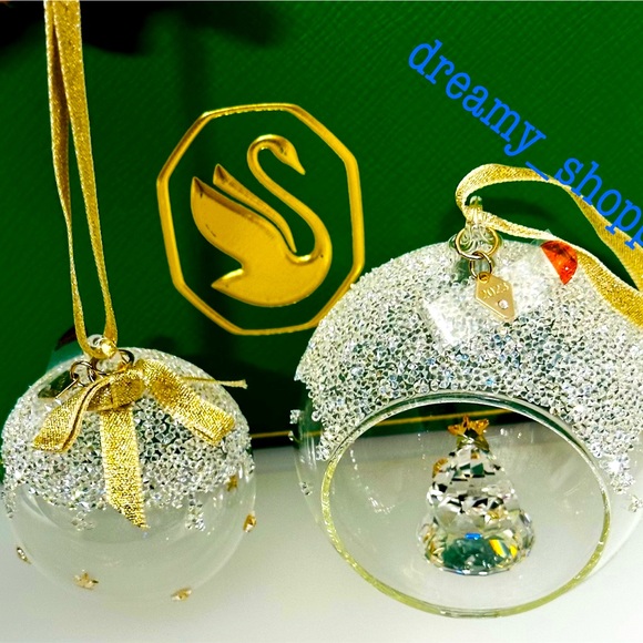 NIB Swarovski Exclusive 2023 Balls With Christmas Tree Set/2 Ornaments #5658125 - Picture 4 of 16